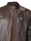 Jaqueta Masculina em Couro Gola Mandarim American