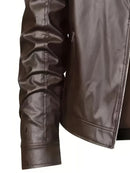 Jaqueta Masculina em Couro Gola Mandarim American