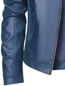 Jaqueta Masculina em Couro Gola Mandarim American