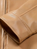 Jaqueta Masculina em Couro Gola Mandarim American