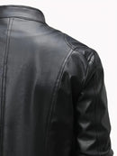 Jaqueta Masculina em Couro Gola Mandarim American