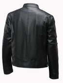 Jaqueta Masculina em Couro Gola Mandarim American