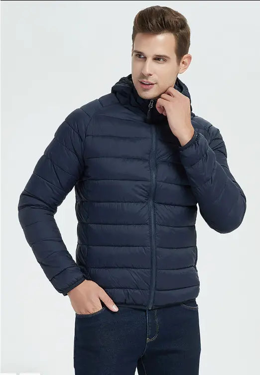 Jaqueta Puffer Masculina com Capuz Compactável