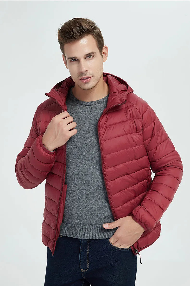 Jaqueta Puffer Masculina com Capuz Compactável