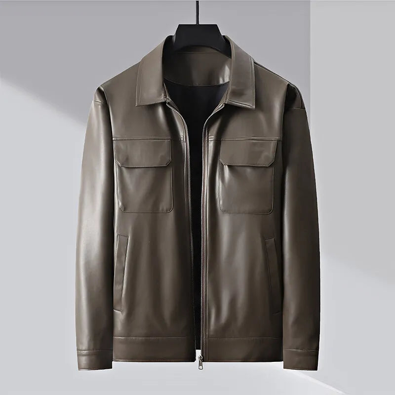 Jaqueta de Couro Masculina Vision caqui