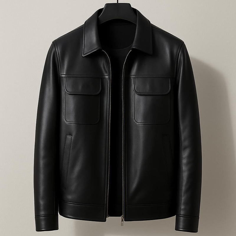 Jaqueta de Couro Masculina Vision preto divello