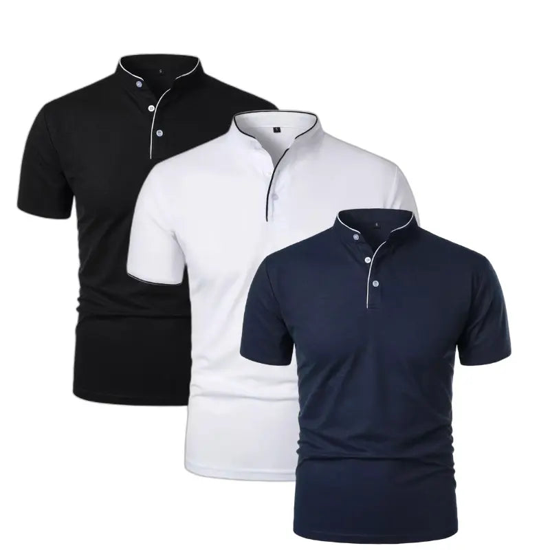 Kit Com 3 Camisetas Gola Padre Masculinas Slim Fit
