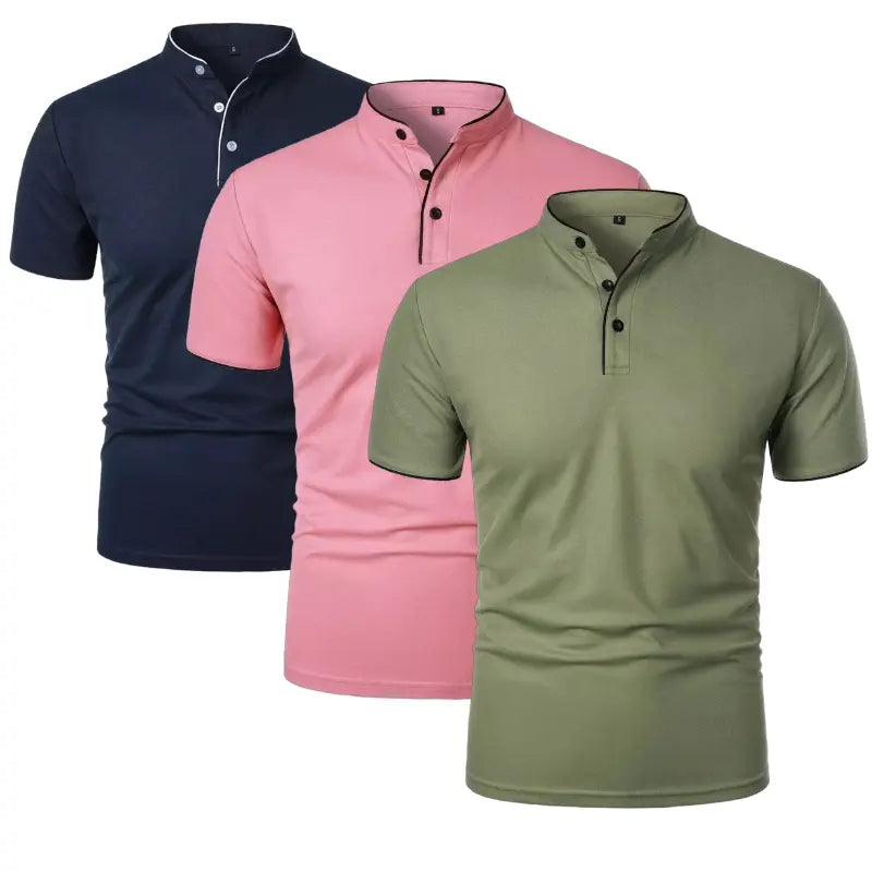 Kit Com 3 Camisetas Gola Padre Masculinas Slim Fit