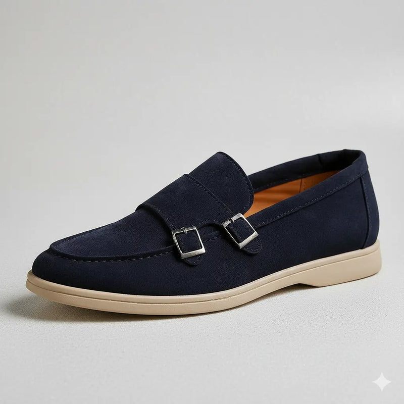 Mocassim Fivela Dupla Masculino em Camurça Dorran