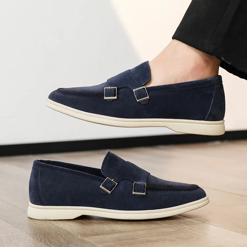 Mocassim Fivela Dupla Masculino em Camurça Dorran