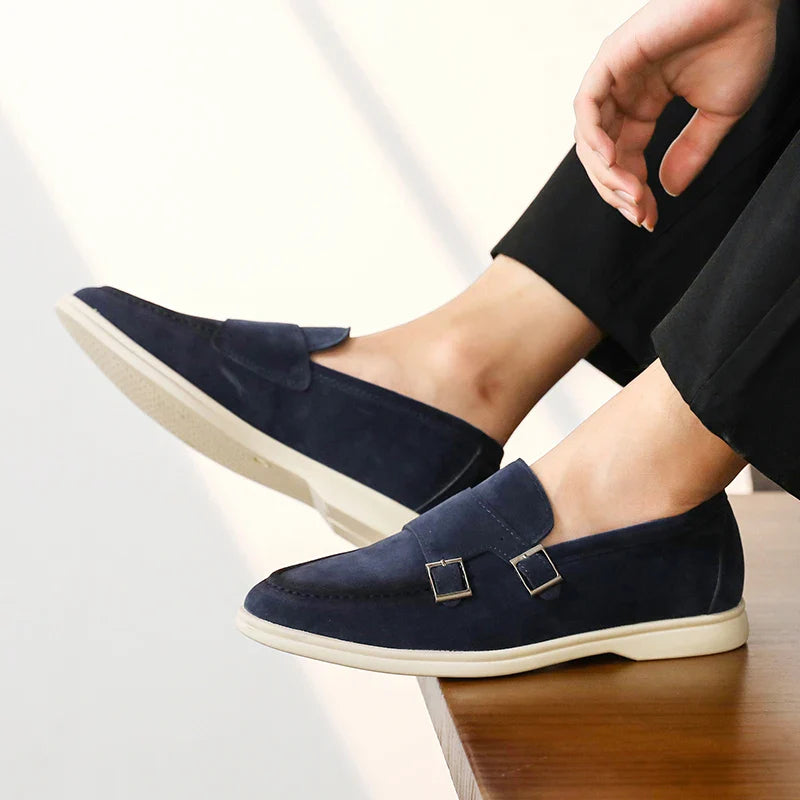 Mocassim Fivela Dupla Masculino em Camurça Dorran