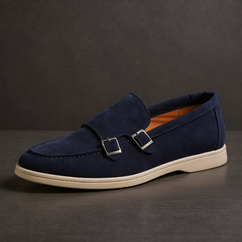 Mocassim Fivela Dupla Masculino em Camurça Dorran