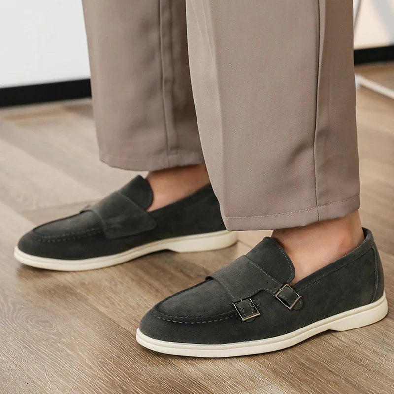 Mocassim Fivela Dupla Masculino em Camurça Dorran