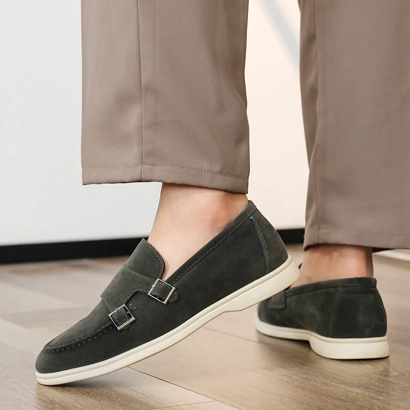 Mocassim Fivela Dupla Masculino em Camurça Dorran