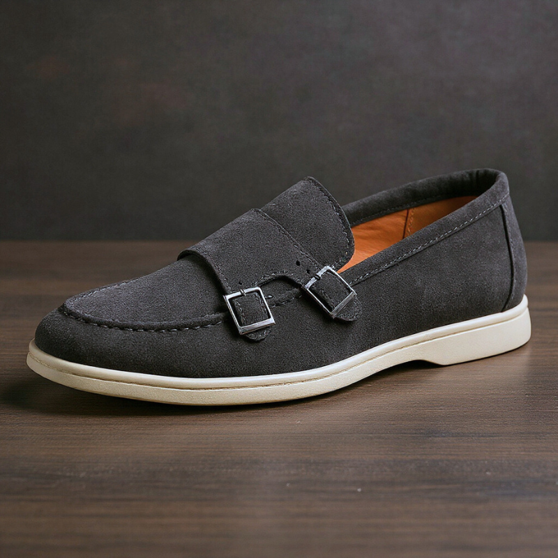 Mocassim Fivela Dupla Masculino em Camurça Dorran
