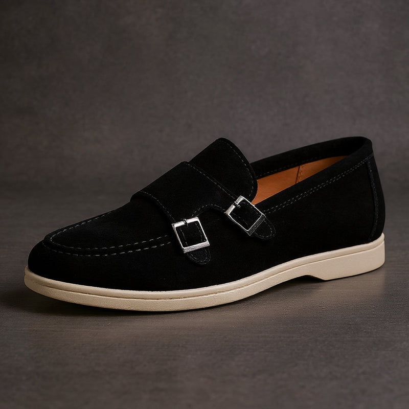 Mocassim Fivela Dupla Masculino em Camurça Dorran