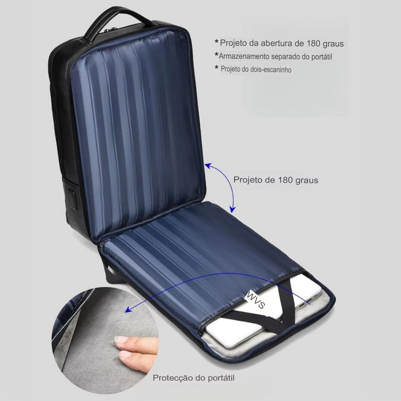 Mochila Masculina de Couro Genuíno Jeep Buluo Pro