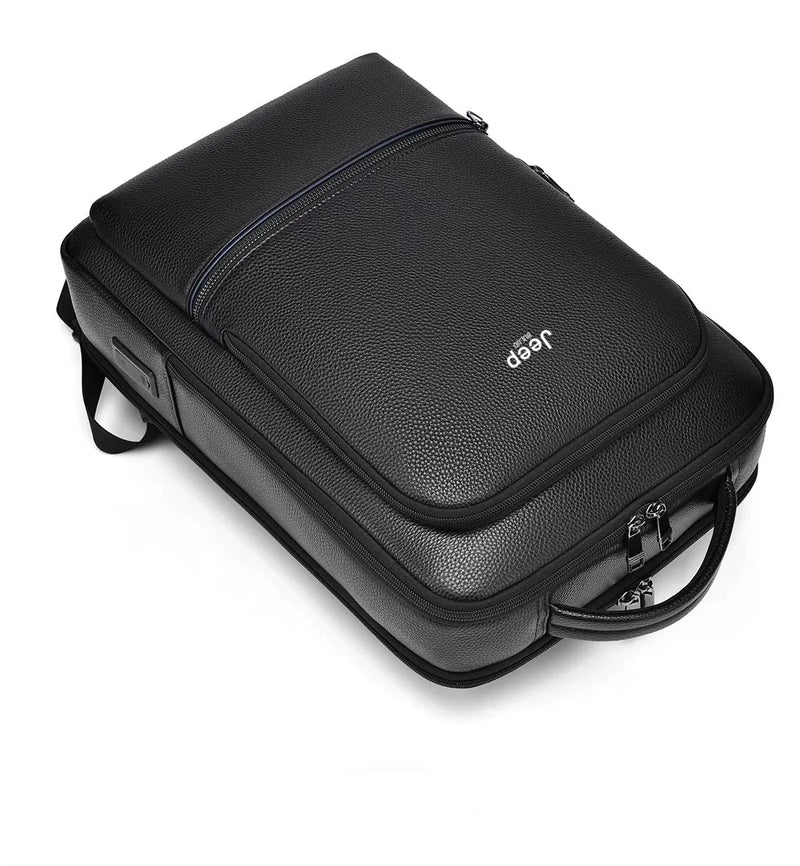 Mochila Masculina de Couro Genuíno Jeep Buluo Pro