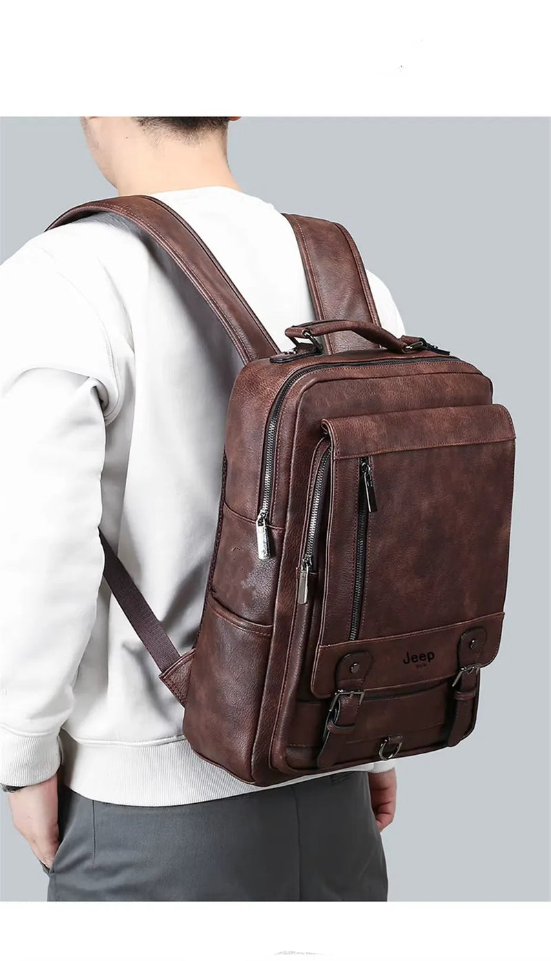 Mochila Executiva Masculina de Couro Jeep Buluo Pro
