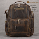 Mochila Masculina em Couro Genuíno Impermeável Americana