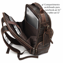 Mochila Masculina em Couro Genuíno Impermeável Americana