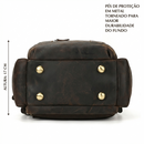 Mochila Masculina em Couro Genuíno Impermeável Americana