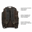 Mochila Masculina em Couro Genuíno Impermeável Americana