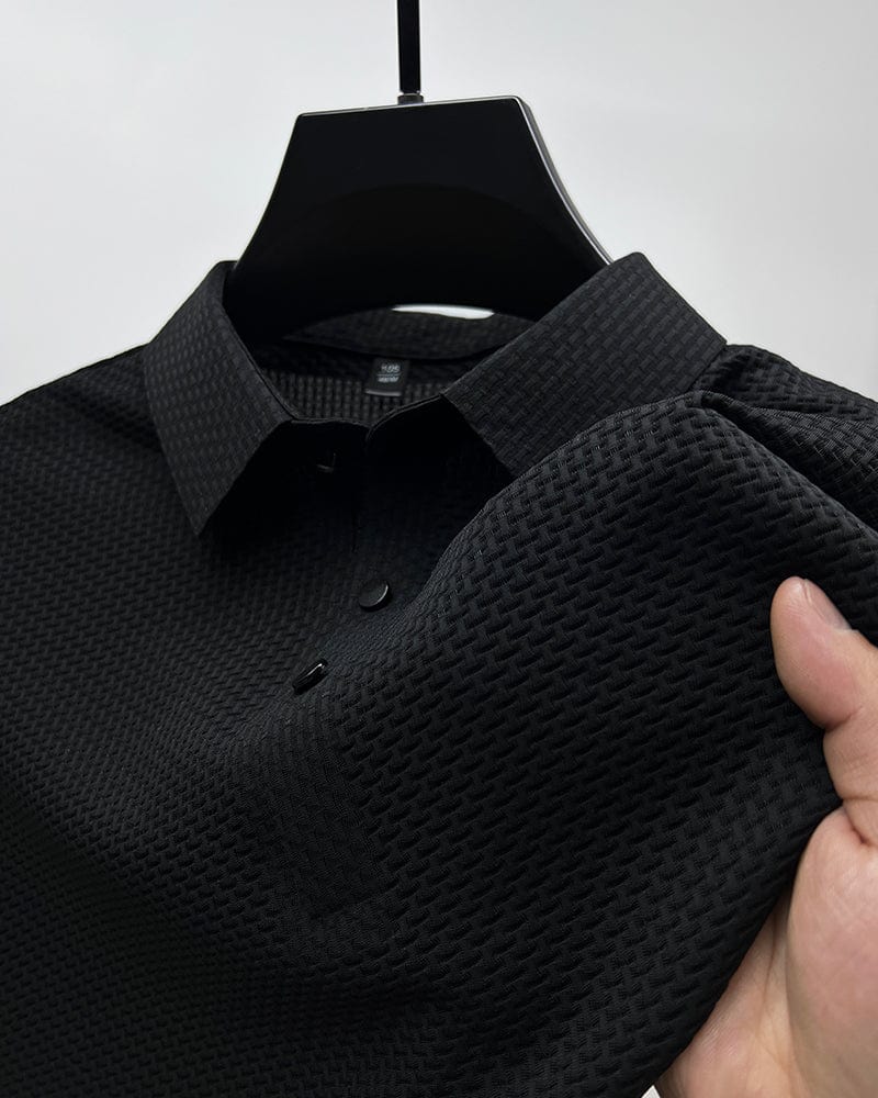 Camisa Masculina de Seda Polo Essencial  preto