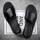 Sandálias de couro genuíno respiráveis para homens, sapatos de negócios leves, flats casuais, tendência da moda verão