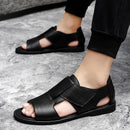 Sandálias romanas de couro genuíno para homens, chinelos de praia antiderrapantes, sapatos casuais luxuosos, versão britânica, coreano, verão