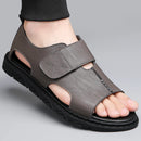 Sandálias masculinas britânicas de verão, clássico, negócios, estilo retrô, cavalheiro, escritório diário, lazer, turismo, caminhada, sapatos de couro