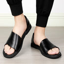 Sandálias de couro genuíno respiráveis para homens, sapatos de negócios leves, flats casuais, tendência da moda verão