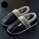 Chinelos impermeáveis de couro PU masculino e feminino, sapato interior quente, confortável sapatos baixos de algodão, inverno, casal, moda, novo, 2023