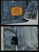 Jaqueta jeans azul de alta qualidade masculina, moda de trabalho com múltiplos bolsos, retrô, nova