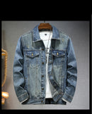 Jaqueta jeans azul de alta qualidade masculina, moda de trabalho com múltiplos bolsos, retrô, nova