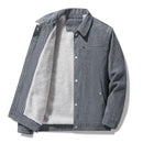 Jaqueta de veludo single breasted masculina, corta-vento térmico, parka quente, jaquetas de lã, casacos grossos, outwear masculino, moda, inverno