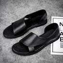 Sandálias de couro genuíno respiráveis para homens, sapatos de negócios leves, flats casuais, tendência da moda verão