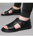 Homens de couro genuíno sandálias romanas luxo dedo do pé aberto plana sapatos casuais masculino comfor macio sapatos de praia designer de moda sandalias