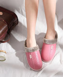 Chinelos impermeáveis de couro PU masculino e feminino, sapato interior quente, confortável sapatos baixos de algodão, inverno, casal, moda, novo, 2023