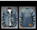 Jaqueta jeans azul de alta qualidade masculina, moda de trabalho com múltiplos bolsos, retrô, nova