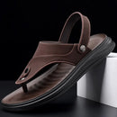 Chinelos masculinos de couro genuíno, sapatos casuais ao ar livre, sandálias romanas de praia, verão