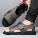 Sandálias masculinas britânicas de verão, clássico, negócios, estilo retrô, cavalheiro, escritório diário, lazer, turismo, caminhada, sapatos de couro