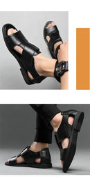 Sandálias dos homens novos 2022 Toe aberto respirável couro casual chinelos praia ao ar livre sapatos homens