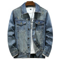 Jaqueta jeans azul de alta qualidade masculina, moda de trabalho com múltiplos bolsos, retrô, nova