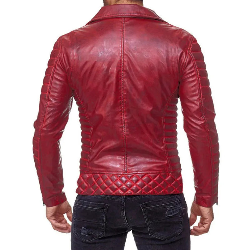 Jaqueta em Couro Masculina VERMELHO