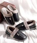 Chinelos impermeáveis de couro PU masculino e feminino, sapato interior quente, confortável sapatos baixos de algodão, inverno, casal, moda, novo, 2023