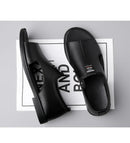 Sandálias de couro confortáveis masculinas, chinelos de praia casuais, sandálias antiderrapantes ao ar livre, estilista, verão, 2024, 2023