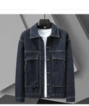 Moda versátil jaqueta jeans para homens clássico cor sólida bolso design solto casual jaquetas curtas topos festa social streetwear