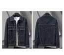 Moda versátil jaqueta jeans para homens clássico cor sólida bolso design solto casual jaquetas curtas topos festa social streetwear