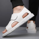 Sandálias masculinas britânicas de verão, clássico, negócios, estilo retrô, cavalheiro, escritório diário, lazer, turismo, caminhada, sapatos de couro